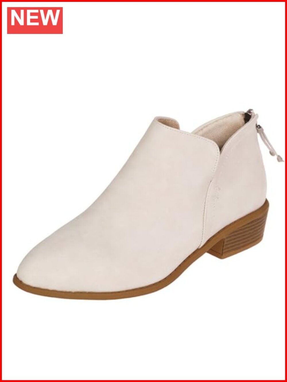Womens Faux Suede Ankle Boots Pointed Toe Stacked Heel Back Zipper